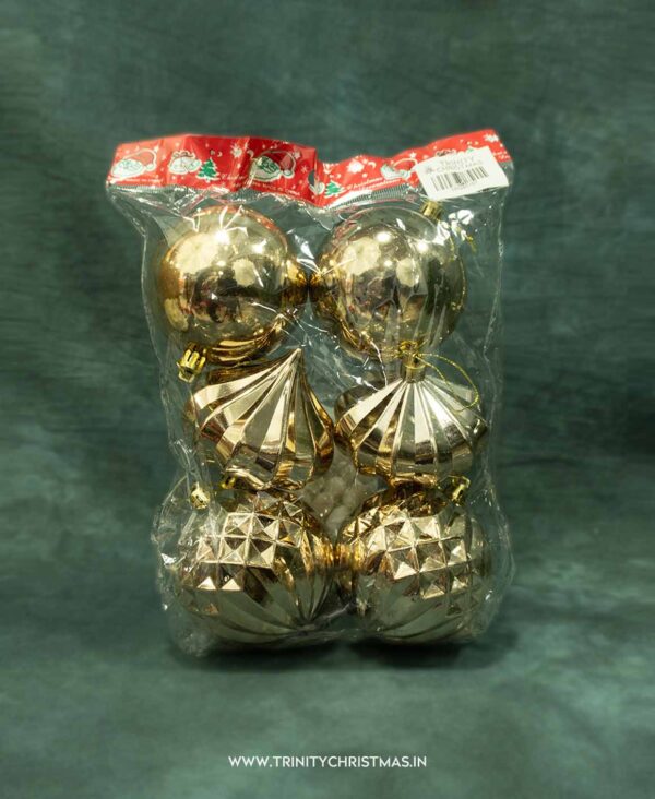 8cm Champagne Christmas Chic Ornaments – 6pcs